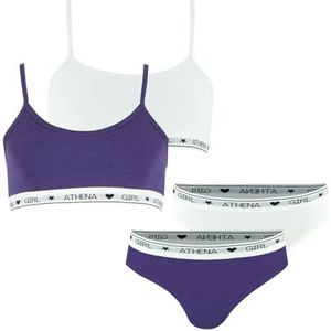 Athena Ultra Doux lingerieset voor meisjes, Violet/Blanc, 14 jaar