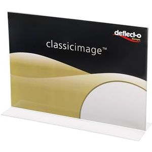 Deflecto tabletop display Classic Image, recht, A5, liggend formaat, 210 x 150 x 73 mm, glashelder, dubbelzijdige presentatie, menukaarthouder, promotiedisplay