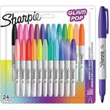 Sharpie Glam Pop Permanent Markers | Fijne Punt voor Gedurfde Details | Verschillende kleuren | 24 Markers