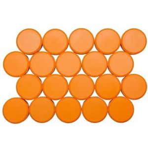 MAUL Facetterand Magneten MAULpro Ø29 mm (20 stuks) | magneet van onbreekbaar kunststof | magneten sterk voor whiteboard en magneetbord | ideaal voor kantoor, thuiskantoor, werkplaats, oranje