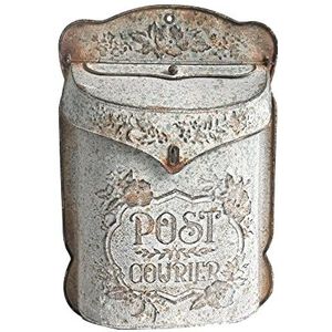 All Chic HA1113 Vintage brievenbus brievenbus brievenbus muurbevestiging postdozen voor buiten metalen brievenbus retro antieke stijl charme huisdecor bloemenpatter grijs.. Eén maat