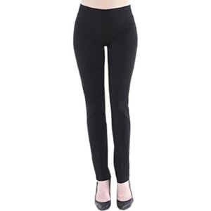 SLIM-SATION Women's Wide Band Regular Length Pull-on Straight Leg Pant with Tummy Control, Black, 6