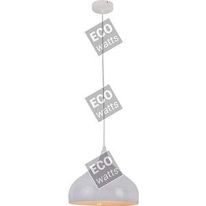 Hanglamp E27 lampenkap metaal wit buiten/goud binnenkabel PVC L 100 cm
