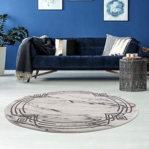 carpet city Vloerkleed woonkamer - rand 160 cm rond grijs gemêleerd - moderne tapijten laagpolig