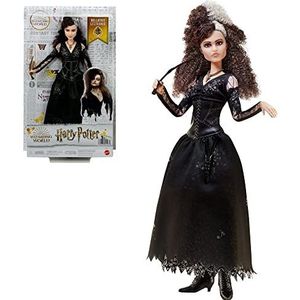 Mattel Harry Potter Verzamelpop Bellatrix Van Detta (25 cm, krullend haar) in haar bekende zwarte jurk met halsketting, met toverstaf, cadeau voor kinderen vanaf 6 jaar HFJ70