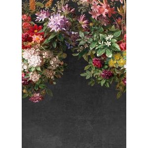 Rasch Behang 361025 - Fotobehang op vlies met bloemen en bladeren in zwart, crème, rood en groen uit de collectie Magicwalls - 3,00 m x 2,12 m (L x B)