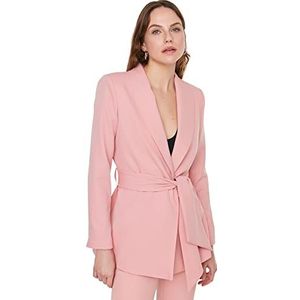 Trendyol Effen blazer met reverskraag voor dames, Poeder, 62