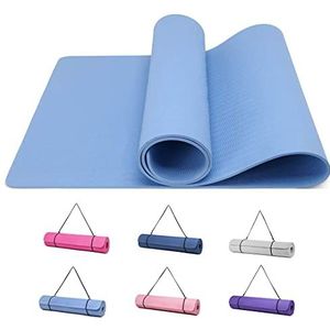 Good Nite Gymnastiekmat, yogamat, fitnessmat, antislip, trainingsmat, sport, turnmat, pilates, mat, vloerturnmat met draagriem, 183 x 61 x 0,6 cm, blauw