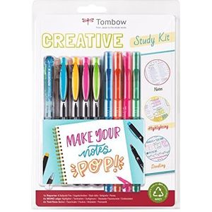 Tombow - Creatieve set voor visuele notities, zelforganisatie, sketchnotes en lettering, 8 gekleurde dubbele punten en 1 balpen met 4 kleuren, STUD-set