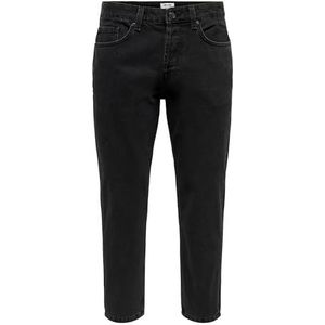 ONLY & SONS Male Relaxed Fit Jeans ONSAVI Beam TAP Black 2962 Jeans NOOS, zwart denim, 33W / 34L