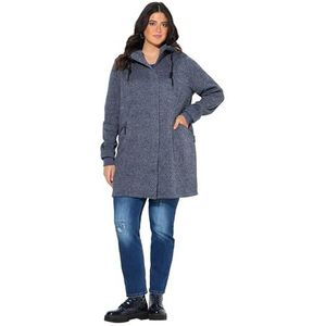 Ulla Popken - Gebreid Vest - Saffier - Lange Mouw - Capuchon