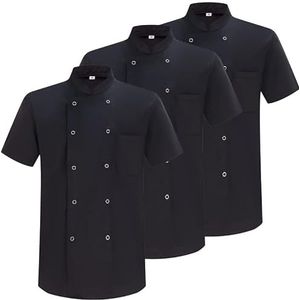 MISEMIYA - Verpakking van 3 stuks - Koksjas voor heren - Koksjas voor heren - Hosteleria Uniform - 3-6421B, Zwart, XL
