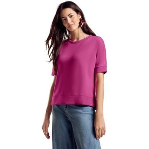 Street One Dames T-shirt met Silk-look, Royal Fuchsia, 38