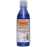 Jovi - Tempera Glitter, fles van 250 ml, blauwe kleur, glitterverf, op basis van natuurlijke ingrediënten, gemakkelijk te wassen, glutenvrij, ideaal voor gebruik op school (51721)
