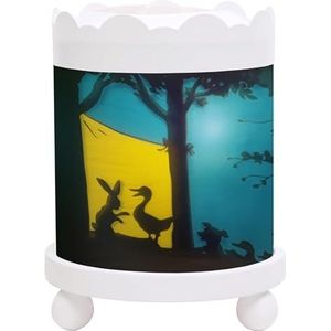 Trousselier - Schaduwspel - Nachtlampje - Magische Carrousel - Ideaal geboortegeschenk - Kleur hout wit - Geanimeerde beelden - rustgevend licht - 12V 10W gloeilamp inbegrepen - EU-stekker