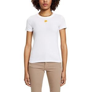edc by Esprit T-shirt met bloemenprint op de borst, wit, XS