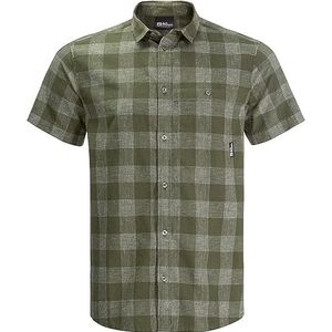 Jack Wolfskin Heren Highlands M shirt met korte mouwen, Greenwood Checks, XL, Groenhout ruiten, XL