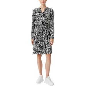 Comma Casual Identity A-lijn Jurk met Zebraprint Zwart/Wit