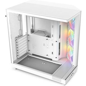 NZXT H6 Flow RGB | CC-H61FW-R1 | Compacte Dual-Chamber Mid-Tower Airflow kast | Inclusief 3 x 120mm RGB ventilatoren | Panoramisch glazen panelen | Hoogwaardige Airflow panelen | Wit