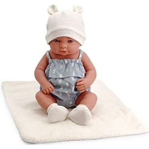 Tachan - Babypop 40 cm, met Ranita bedrukt met blauwe stof, muts en sokken, met lamsdeken, realistische natuurkunde van baby's (CPA Toy Group Trading S.L. 788T00630)
