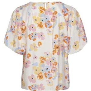 PIECES Dames Pckarlson Ss Top Bc blouse met korte mouwen, Cloud Dancer/Aop: grafische bloem, L