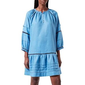 Noa Noa Dames Otn Organic Linen Deco Tunic Shirt, Parisian Blue, 34 NL