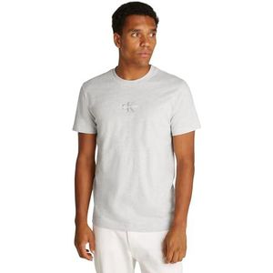 Calvin Klein Jeans Monologo Tee J30j325649 Herenhemd met lange mouwen, grijs (Ivory Grey Heather), 3XL grote maten