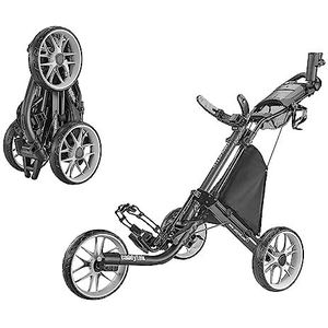 Caddytek CaddyLite EZ versie 8 3-wiel Golf Push Cart - Opvouwbare Opvouwbare Lichtgewicht Pushcart met Voetrem - Gemakkelijk te openen en te sluiten, donkergrijs, one size
