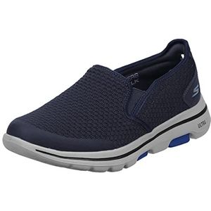 Skechers Go Walk 5 Slip On Sneakers voor heren, Blauw Navy Textiel Synthetisch Wit Trim Nvy, 46 EU