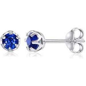 SILVEGO dames oorbellen van 925 sterling zilver oorstekers met echte donkerblauwe topaas Swarovski® Gemstenen 4 mm