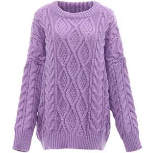 myMo Damestrui met ronde hals en vlechtpatroon, polyester, lavendel, maat M/L, lavendel, M