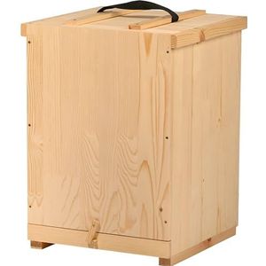 Luxe insectenhotels honingraat transportkist van hout geschikt voor ca. 10 frames - transporter met deksel en handvat voor de bijenteelt - 36,5 x 39,5 x 51 cm - natuur