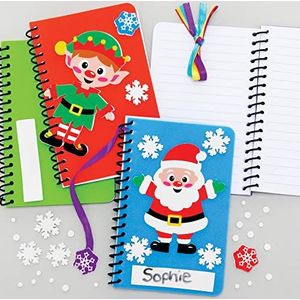 Baker Ross FE994 mini kerst notitieboekjes voor kinderen - Pak of 4, notitieboekjes voor kinderen, ideaal om de notitieboekjes te gebruiken om in feestzakjes te doen