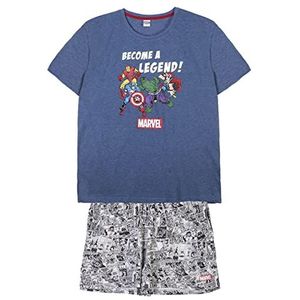 CERDÁ LIFE'S LITTLE MOMENTS Set met korte mouwen voor heren, tweedelige set (T-shirt en pyjama) met de Avengers-figuren [The Avengers] officieel Marvel-gelicentieerd product | maat M, grijs