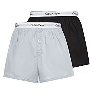 Calvin Klein Set van 2 boxershorts voor heren, zwart/grijs gemêleerd, L