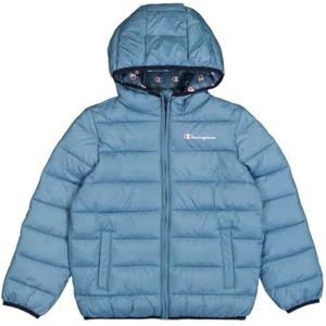 Champion Legacy Outdoor B (306868) - WR Light Cirè 40gr Small Script Logo Hooded Jacket, Blauw Turquoise (CBU), 13-14 jaar (XL) Unisex - Kinderen FW24, blauw turquoise (CBU), 13-14 anni