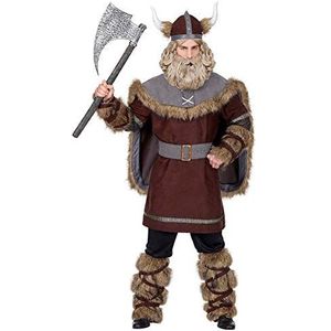Widmann - Kostuum Viking, tuniek, broek, riem, laarshoes, helm, carnaval, themafeest
