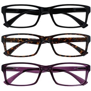 Leesbril Zwart Bruin Purper Lezers Waarde 3 Stuks Mannen Vrouwen UVR3092BK_BR_P +3,00