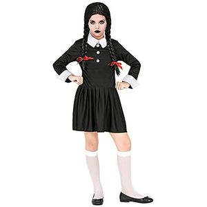 Widmann - Kinderkostuum Dark Girl, jurk, zwart-wit, voor meisjes, psycho, gothic, horror, griezel, kostuum, verkleding, themafeest, carnaval, Halloween