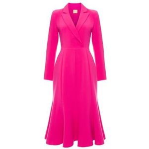 Swing Fashion Roze midi-jurk Noemi in jassnit met geplooide onderkant | maat 36, roze, 36
