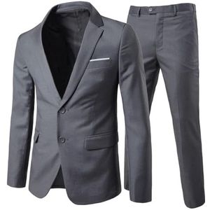 Allthemen Heren Pakken 2 Stuk Slim Fit Bruiloft Jurk Pak Twee Knopen Business Suit Blazer Casual Jassen Broek