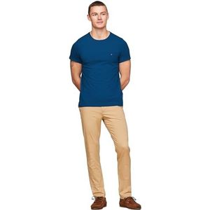 Tommy Hilfiger Heren Stretch Slim Fit T-shirt, Anker Blauw, 3XL grote maten tall