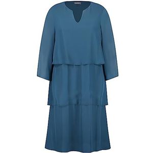 Samoon Elegante jurk voor dames, van chiffon, lange mouwen, split met lange mouwen, korte chiffonjurk, effen, knielang, maanslag, 42