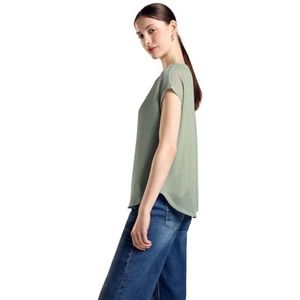 T-shirt - Transparant Mesh - Viscose Met Stretch - Afgeronde Zoom