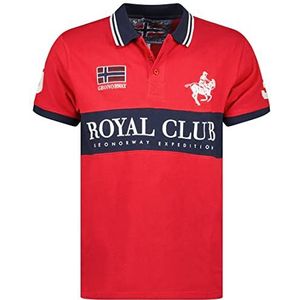 Geographical Norway kahorse Herenpoloshirt, klassiek, katoen, korte mouwen, casual, knoopsluiting, casual, top, regular klassiek, lente, zomer (rood M), Rood, M