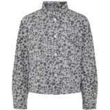 Blouse - Klassieke - Denim - Bloemenprint - Lange Mouwen - Losse Pasvorm