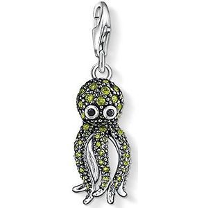 Thomas Sabo Bedelhanger voor dames, oktopus-bedel, Club 925 sterling zilver, zirkonia, groen zwart, 1047-051-6