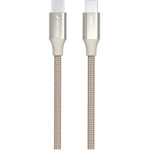 GreyLime USB-C-naar-USB-C 60W gevlochten kabel voor MacBook, Laptop, GoPro, Samsunge beige 2 m / 6.6 ft