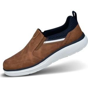 bugatti Comfortabele veterschoen van traagschuim, elegante casual Easy Fit sneaker van verwisselbare inlegzolen, mocassin voor heren, Cognac, 44 EU