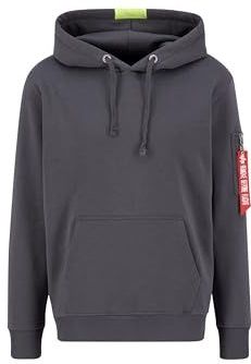 ALPHA INDUSTRIES - Red Stripe - Hoodie - Grijs - Katoen